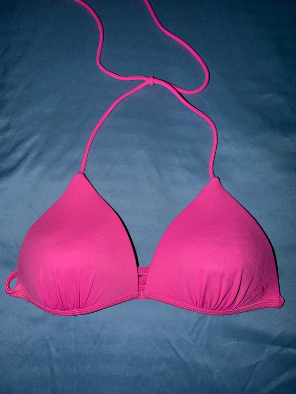 Bright Pink Women's Triangle Lightly Padded Halter Swim Top
